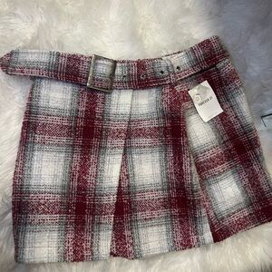 Forever 21 Red and White Plaid Mini Skirt